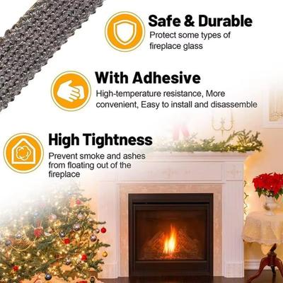 Self Adhesive Fireplace Seal Rope Heat Resistant Flat Wood Stove Gasket Tape Fiberglass Fireplace Door Gasket Pellet Stove
