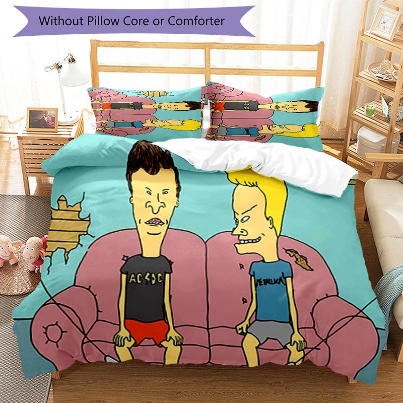 3pcs Funny B-Beavis and Butt-Head pattern bedding set duvet cover set includes duvet cover &pillowcases, perfect all season bedroom decoration & gift