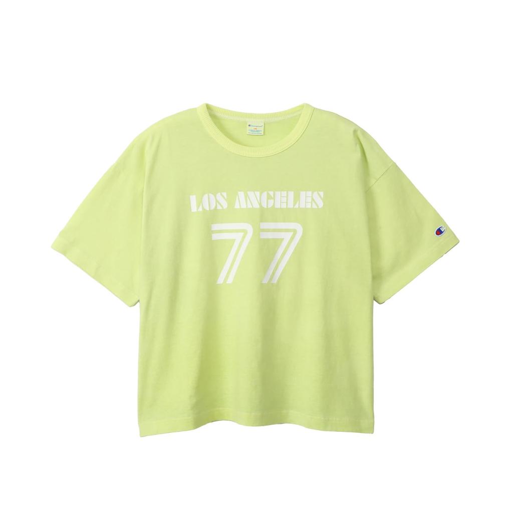 Champion Short Sleeve Crew Cotton USA Rubber Lime Kids' T-Shirt, Neck, 100% LooseFit, Print, Girls' Casual, Mist, CK-B319