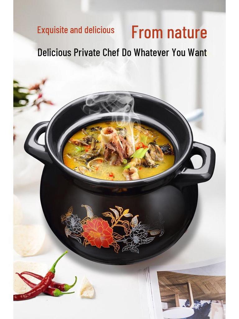 High-Temperature Resistant Large Capacity Ceramic Casserole and Soup Pot for Gas Flame