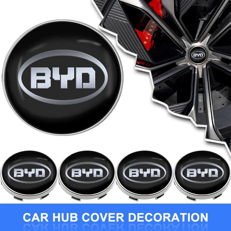 Car Accessories 4pcs 60mm Car Wheel Center Cap Hub Cover Badge for BYD Song Qin Han EV Tang PLUS Song Pro MAX Yuan Accessories
