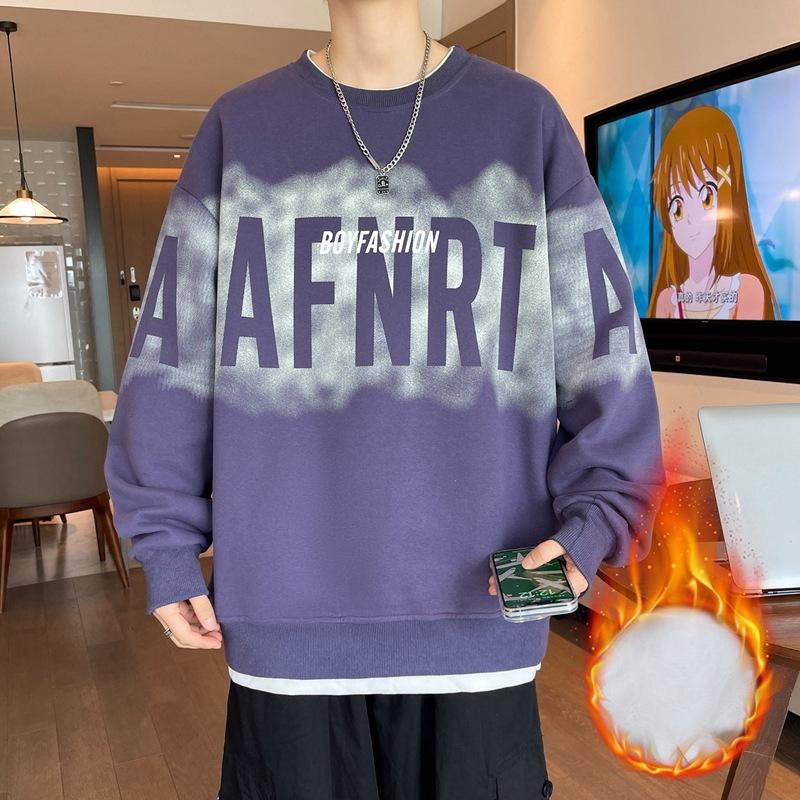 

Мужской утолщенный топ с круглым вырезом, имитация двойки, для 13-летнего ученика средней школы, базовая футболка, модная куртка для больших детей 4XL