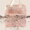 Portable Large Capacity Mesh Makeup Bag Solid Color Handheld Cosmetic Organizer Bag Lightweight Toiletry Storage Bag