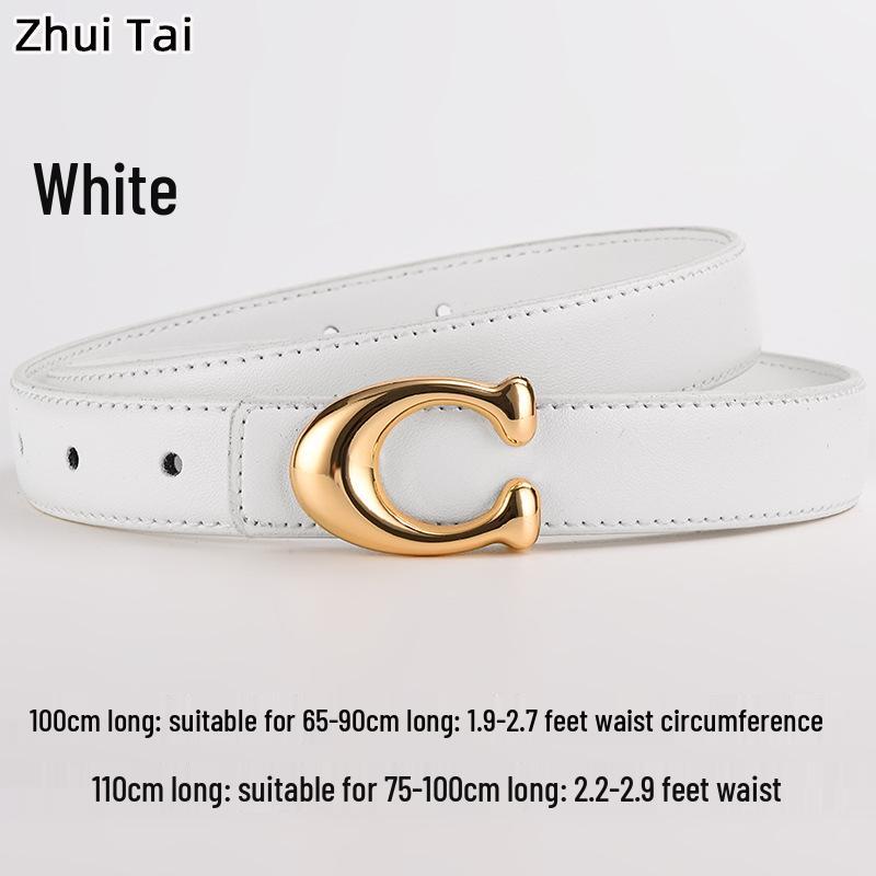 New Women's Smooth Buckle Belt - Alloy Fashion Letter Leather Waist Belt, Korean Style Trend
