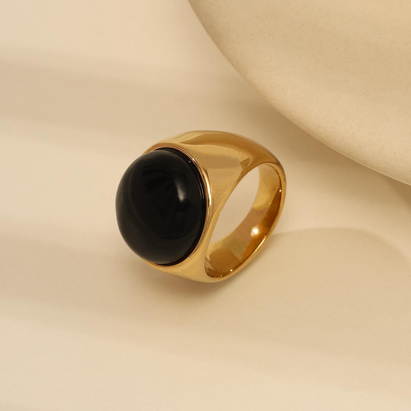 

Модное геометрическое кольцо в стиле хип-хоп из нержавеющей стали с золотым покрытием - Простое и стильное гладкое кольцо Size 8