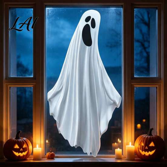 PVC Glass Clings for Bedroom Halloween Ghost Window Stickers Removable Wall Decals Peel And Decorative Stickers Clean Surfaces Stick Self-Adhesive