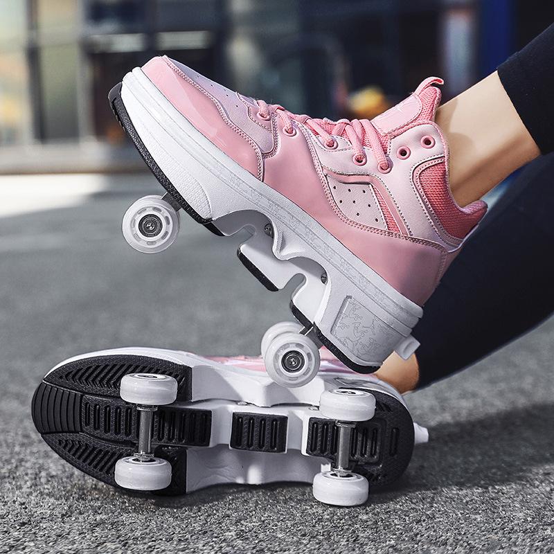 Four-wheel Runaway Shoes, Teenagers, Children, Primary and Secondary School Students, Deformed Shoes, New Second-generation Retractable Roller Skates