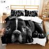 Funny Cartoon Dog Print Quilt Cover Kids Gift 100% Polyester Bedding Set Pillowcase Quilt Cover Three-Piece Set Machine Washable