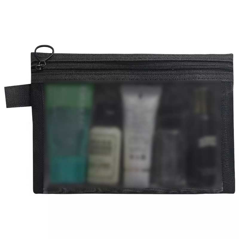 Black Mesh Makeup Bags for Women Girls Simple Cosmetic Bag Organizer Travel Portable Wash Lipstick Toiletry Sanitary Storage Bag