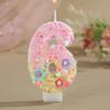 Cross-Border Creative Tri-Color Flower Number Candles for DIY Birthday Cakes and Party Decorations