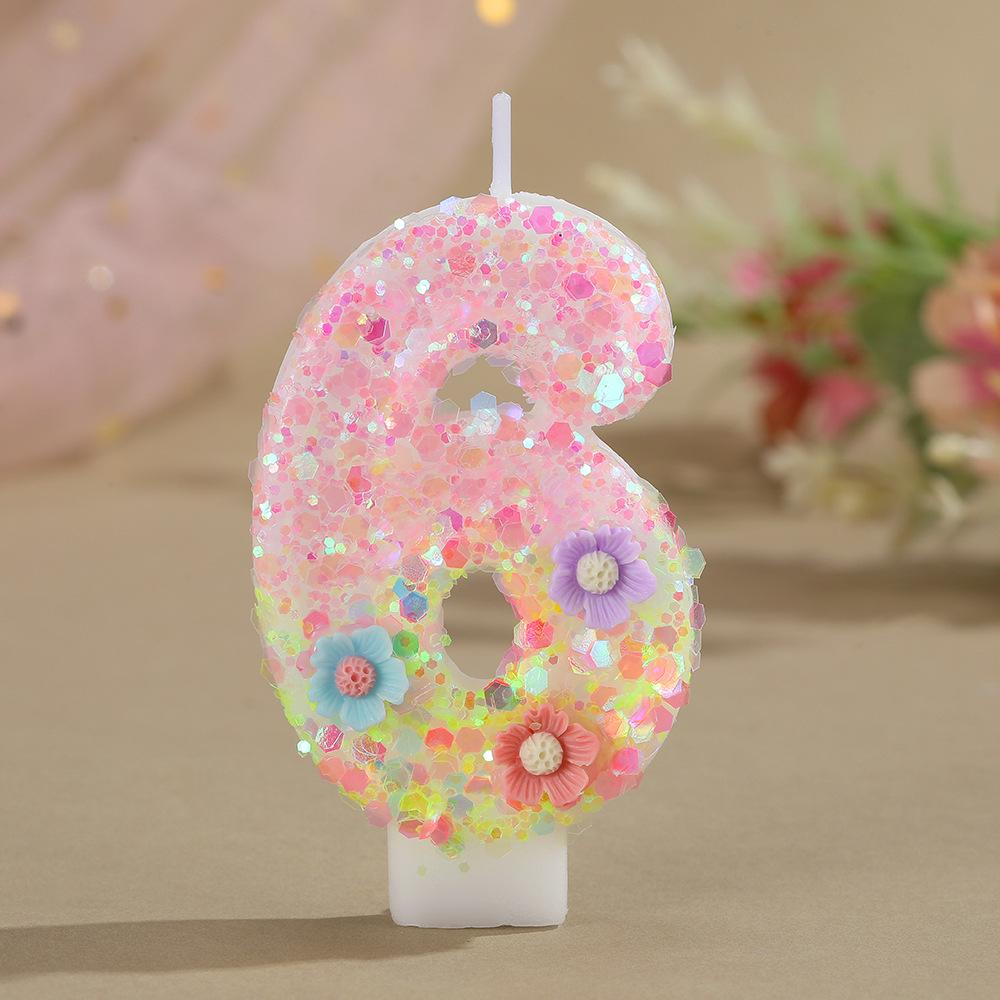 Cross-Border Creative Tri-Color Flower Number Candles for DIY Birthday Cakes and Party Decorations