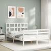 VidaXL Bed Frame with Headboard White 140x200 Cm Solid Wood 3194832