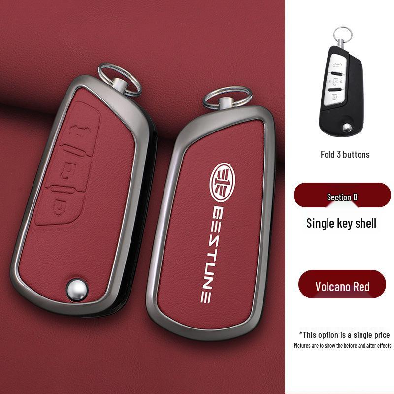 Genuine Leather Key Case for FAW Besturn X40 Remote Key with Buckle