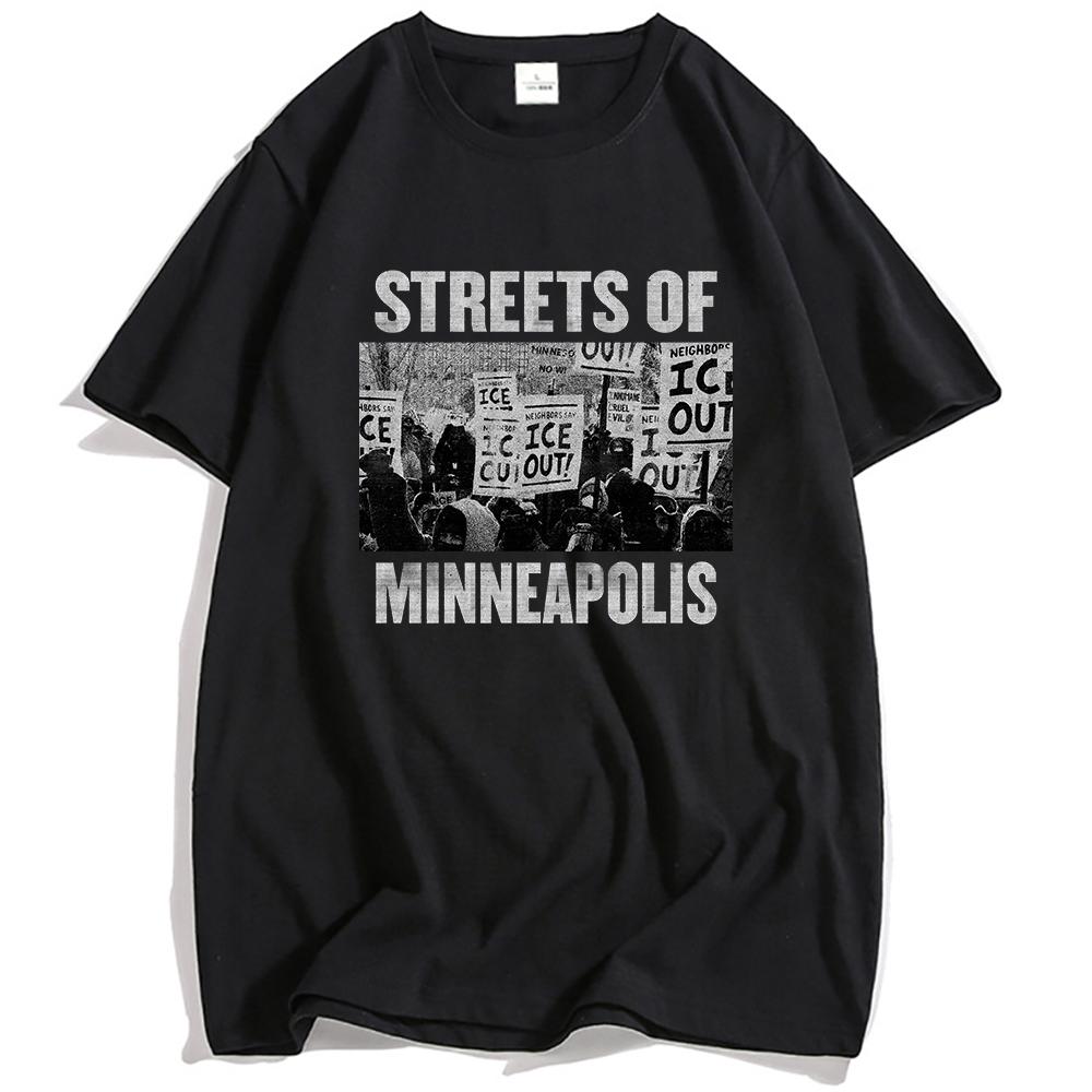 

ICE OUT Streets of Minneapolis Single T-shirt Bruce Springsteen Single Design Merch Tees Unisex Clothing Short Sleeve T Shirts XXL чорний