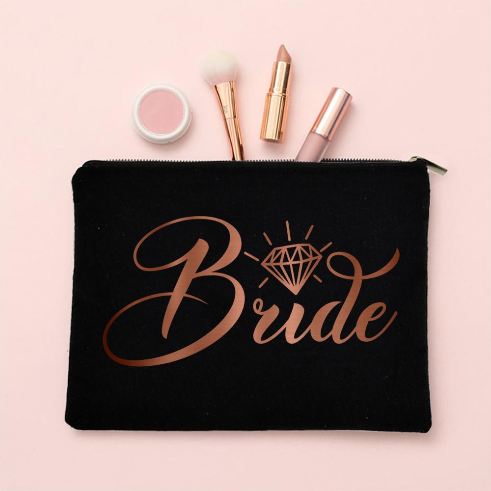 Team Bride Makeup Bag Bachelorette Party Cosmetic Bags Purse Bridesmaid Toiletries Organizer Pouch Wedding Bride Shower Gifts