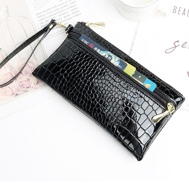 Women Solid Wallet Coin Purse Small Wrist Bag High-Quality Coin Wallet Zipper Closure Handbag