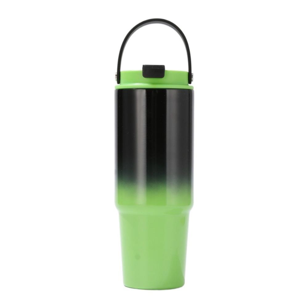 With Straw Gradient Thermos Cup 30oz Car Cup Milk Stainless Steel Insulated Cup  Outdoor