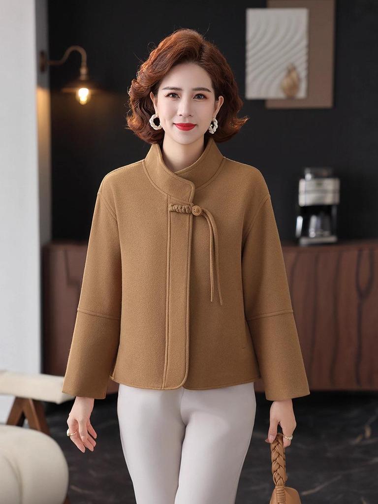 Elegantní oboustranný vlněný kabát pro ženy středního věku - Kolekce jaro a podzim 2025
