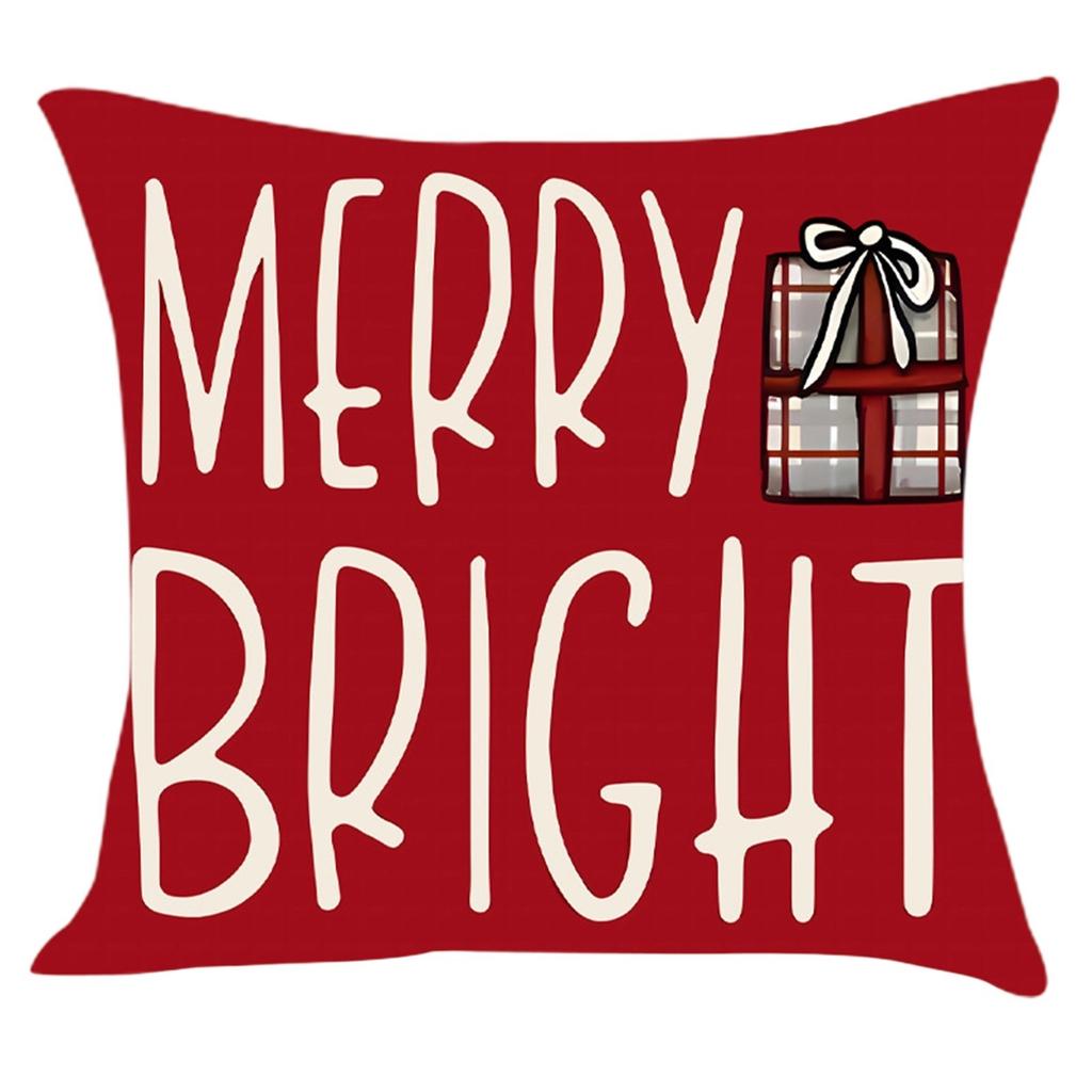 LET IT SNOW MERRY BRIGHT CHRISTMAS H O Christmas Santa Snowman Print Pillowcase Living Room Sofa Cartoon Pattern Cushion Cover Pillowcase