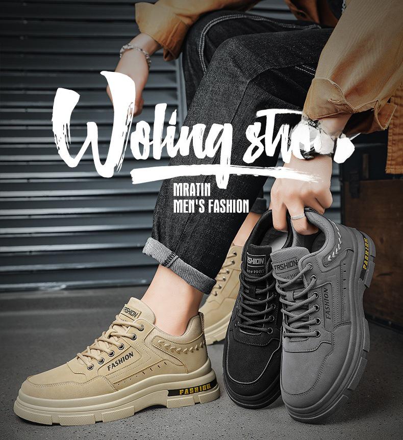 Herren Low-Top Retro Martin Stiefel - Herbst Dicksohlige Motorrad- & Outdoor-Sportschuhe