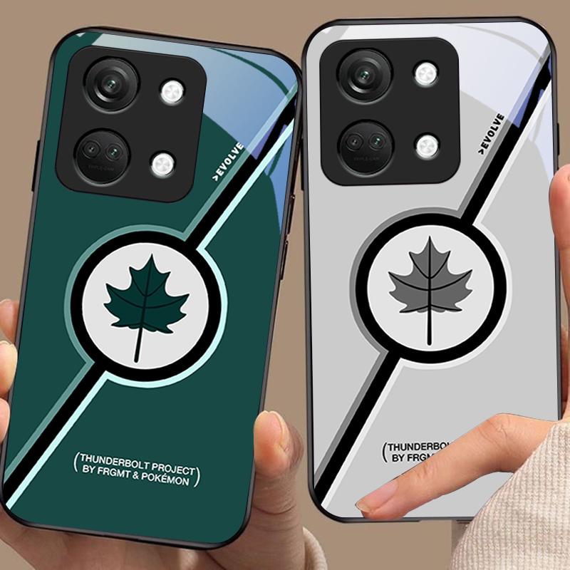 Maple Leaves Yellow For OnePlus Nord 3 5 6T 7 Pro 8 12 10T Reno8 Lite 5G 10R Nord N30 Hard Shell Tempered Glass Phone Case Black