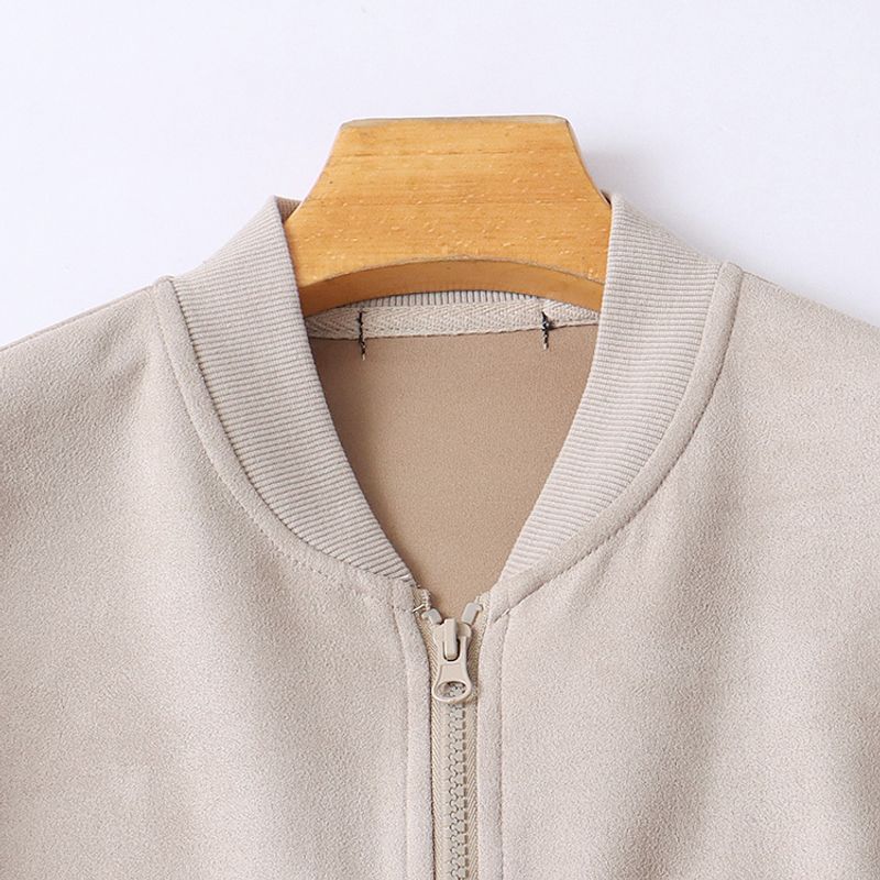 Orders Exported to Japan Suede Jacket Autumn New Foreign Trade Women clothes Casual Stand Collar Zip-up Long sleeve Top 31632