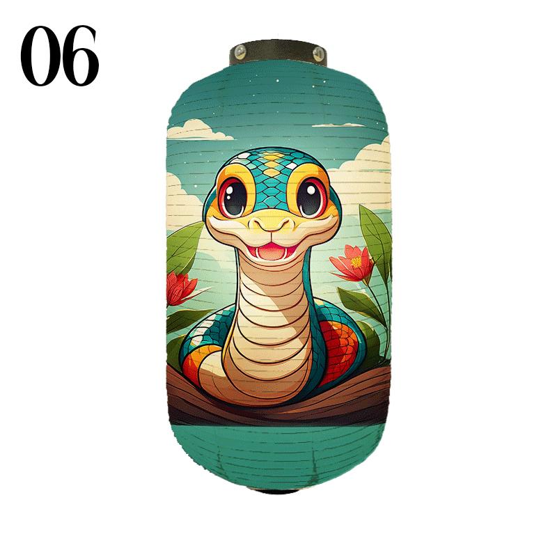 Japanese Style Cloth Lantern New Year Festival Mascots Zodiac Snake Printed Lantern Sushi Shop Bistro Restaurant Decor Ornaments