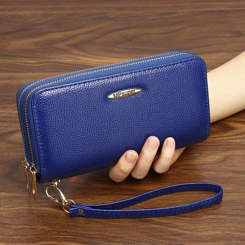 Korean Style Large Capacity Double Zipper Ladies Long Clutch Wallet and Coin Purse