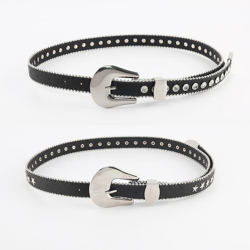 Elegant Water Diamond Decorated Womens Faux Leather Belt For Jeans And Casual Wear