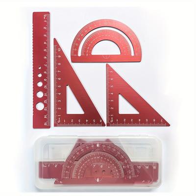 Wholesale Golden Ruler Set, Including 4 Pieces of Golden Rulers, Multifunctional Protractor, and Learning Stationery