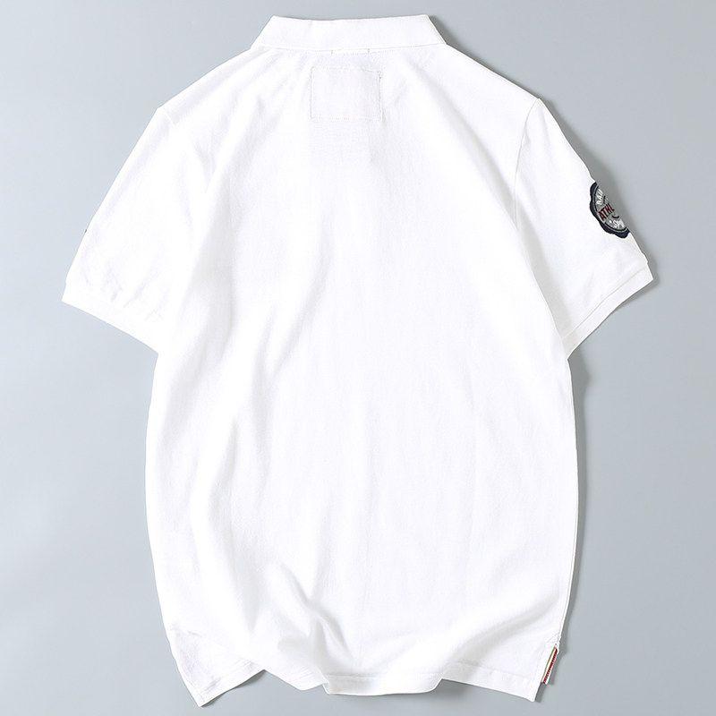 Export Tail Goods Heavy Industry Water-Washing Embroidery Pearl Cotton Lapel Polo Shirt Men's Youth Loose Casual Short Sleeve T-shirt Summer