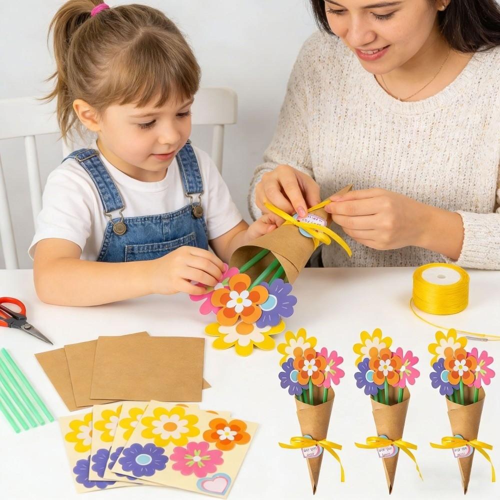 Buntes Papierblumen-Strauß Bastelset Falten Romantisch DIY Sonnenblumen-Strauß Set Segen Handgemacht Grußkarten-Strauß