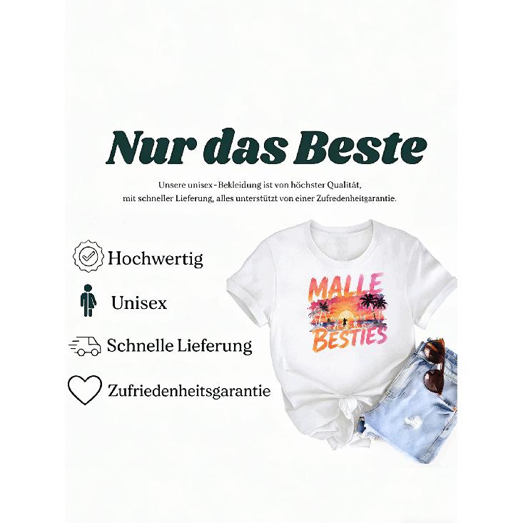 Malle Besties- Mallorca Party Junggesellinnenabschied(4) Overseas Printing Y2K Oversized Unisex T-Shirt For Men Women Retro 2000S Streetwear Baggy