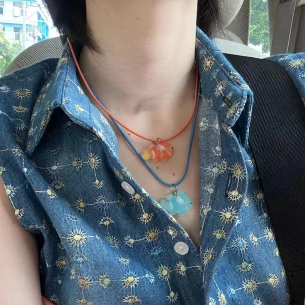 

Orange Geometry Choker Blue Y2k Fashion Accessories Sweet Clownfish Necklaces Gift