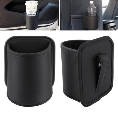 Futwod Auto Getränke Zusatzbecher Rücksitzbecher Kompatibel mit PET PU Halter, Halter, Tasche, Clip-on Halter, Flaschen, Leder, Schwarz, 2er-Pack