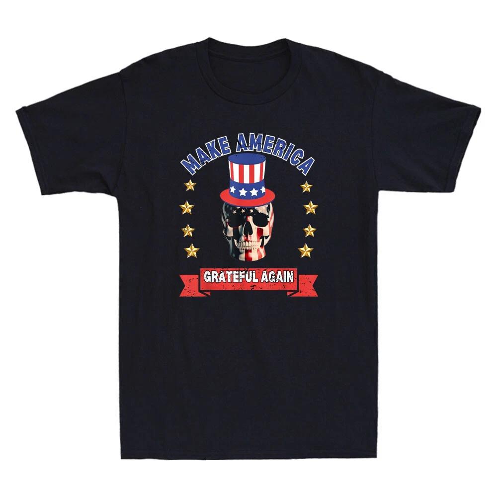 Make America Grateful Again Funny Skull Graphic Humor Quote Retro Men s T-Shirt XXXXL