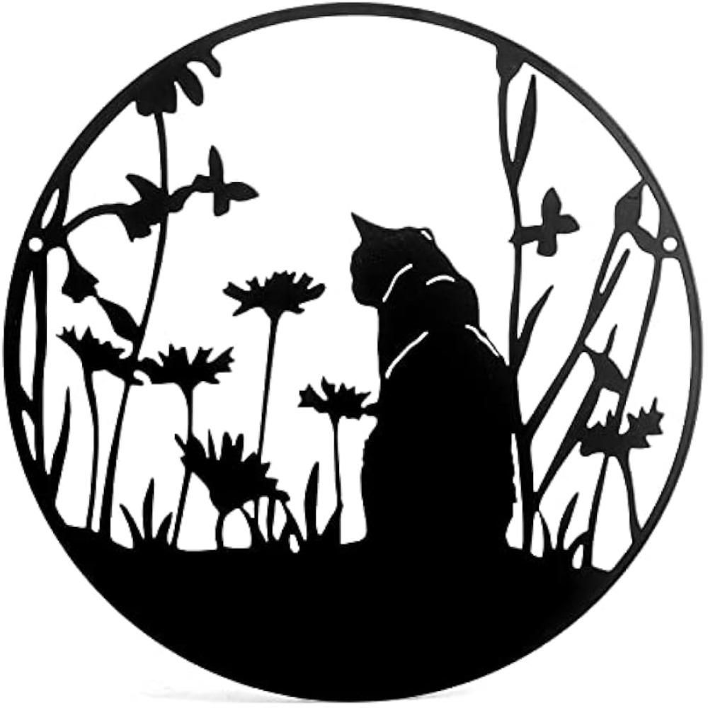 Black Cat Laser Cut Metal Wall Art Elegant Cat Lover Gift Home Decor Indoor Outdoor Garden