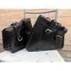 Bag Leather Motorcycle Combo Goat Black Saddle Tool Panniers Pouch Side Genuine