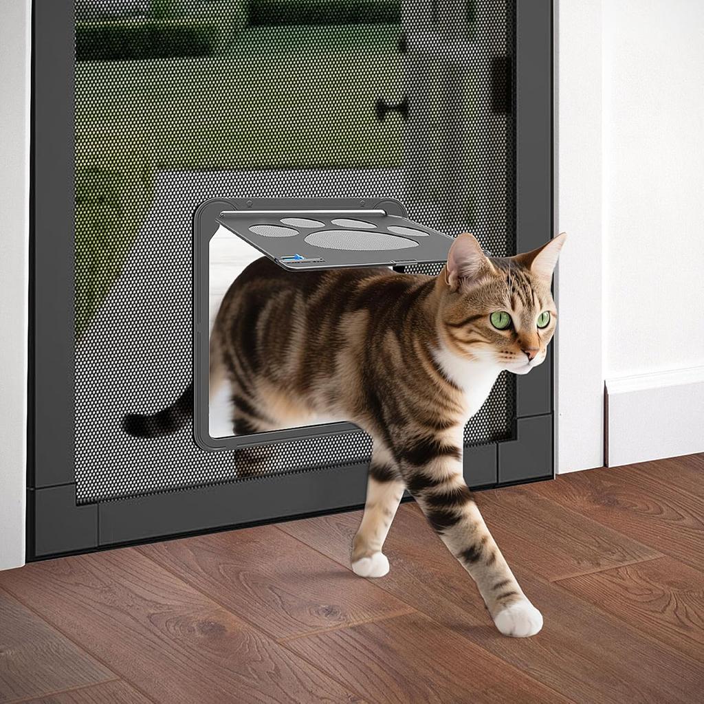 PETLESO Small Dog Door for Screen Door, Cat Door 8"×10" Magnetic Flap Self-Closing, Pet Screen Door for Sliding Door, Puppy Doggy and Cat Door Built