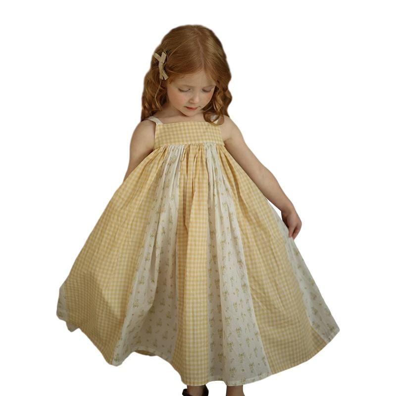 

Детское платье Платье-комбинация для девочек Платье в цветочек в стиле пэчворк Летнее детское платье на подтяжках в деревенском стиле 90