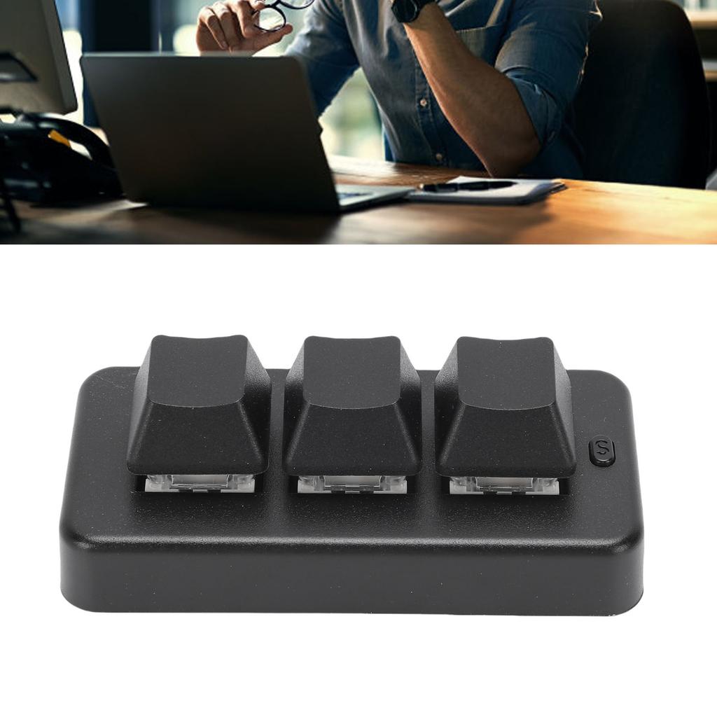 USB Wired 3 Key Keyboard Customize Programmable 3 Key Mechanical Keypad for PC Video Game