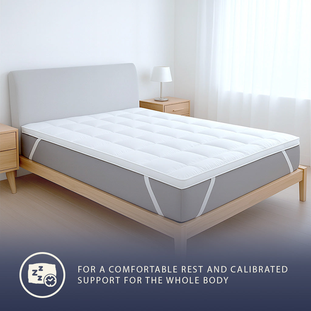 The White Stone Surmatelas en ouate de 800 g | Protège-matelas rembourré en billes de ouate avec revêtement en microfibre respirante 
