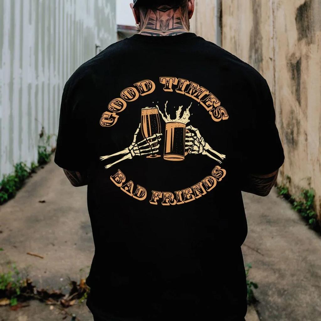 Harajuku Gothic Skulls Tshirts Men Loose Short-sleev Tops Oversized Hip-hop Punk Tee Male XS-4XL Tees Summer Ropa Hombre Tee