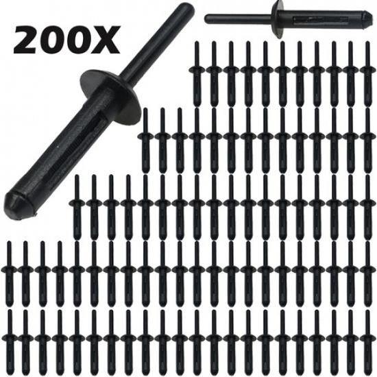 200X 1/4 Nylon Blind Rivet Clip Retainer Hole Auto Fastener For Dodge Ram Jeep
