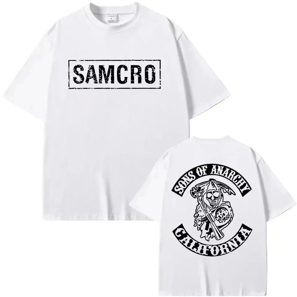 Sons of Anarchy SAMCRO Double Sided Print T Shirts Streetwear Men Womnen Harajuku Brand Design Tees Tops New Summer Loose Tshirt