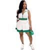 Fashion Casual Contrast Color Stitching Pleated Short Skirt Ladies Two-piece Summer Sports Stitching Ladies Suit High Street