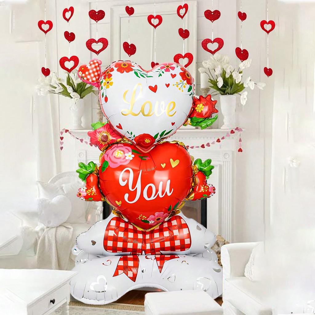 1pc Valentine's Day Standing Balloon, Valentine's Day Party, Wedding, Anniversary, Romantic Decoration, Surprise Night