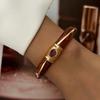 Geometric Striped Vintage Coffee Brown Enamel Wide Cuff Bracelet Open Bracelet  Daily Party