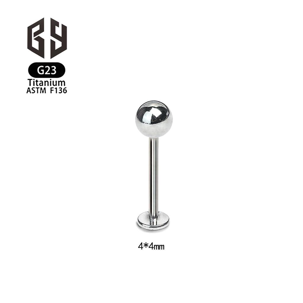 F136 Titanium Labret Stud Internally Threaded Ball Flatback Earring Cartilage Nose Barbell Piercing Jewelry M0.9 Thread