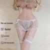 Jinxiao Sexy Lingerie Set: See-Through Lace, Removable Hot Stockings, Garter, and Temptation Thong.